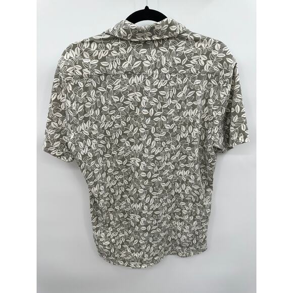 Faherty Seasons Knit Short Sleeve Button Up Shirt  Sage Leaf Print Men's Small - Picture 6 of 10